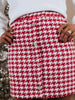 The Christine Skirt: Red & White Tweed Houndstooth Skirt - MomQueenBoutique