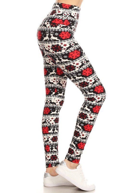 The Christmas Leggings: Soft Stretchy Holiday Print Tummy Control Leggings - MomQueenBoutique