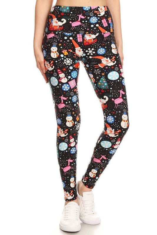 The Christmas Leggings: Soft Stretchy Holiday Print Tummy Control Leggings - MomQueenBoutique