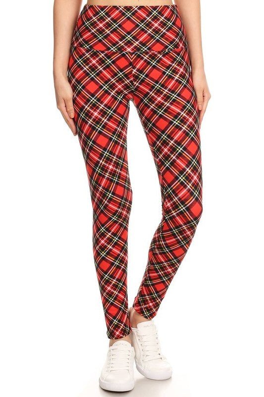 The Christmas Leggings: Soft Stretchy Holiday Print Tummy Control Leggings - MomQueenBoutique