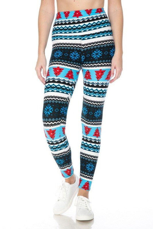 The Christmas Leggings: Soft Stretchy Holiday Print Tummy Control Leggings - MomQueenBoutique