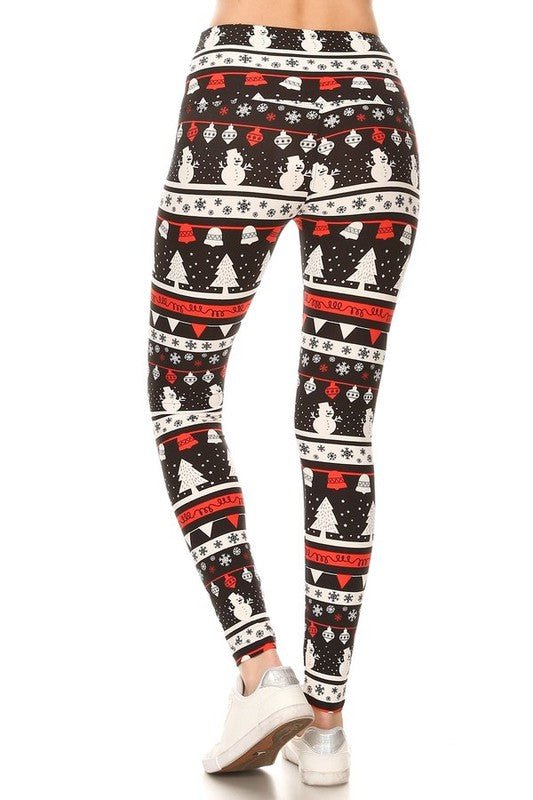 The Christmas Leggings: Soft Stretchy Holiday Print Tummy Control Leggings - MomQueenBoutique