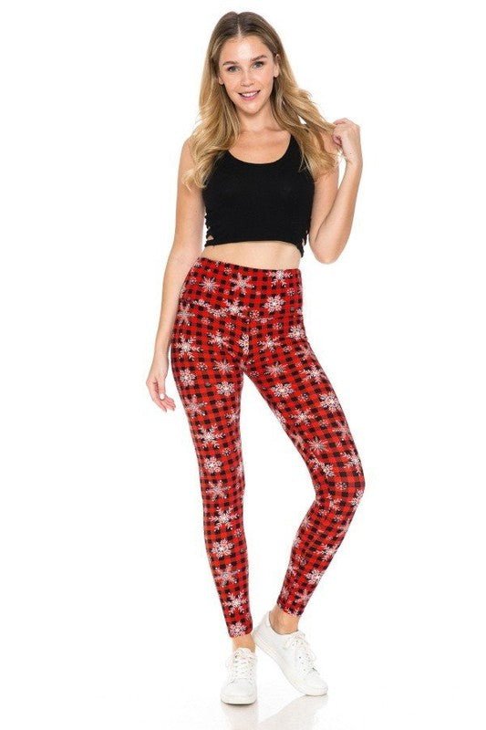 The Christmas Leggings: Soft Stretchy Holiday Print Tummy Control Leggings - MomQueenBoutique