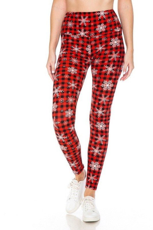 The Christmas Leggings: Soft Stretchy Holiday Print Tummy Control Leggings - MomQueenBoutique