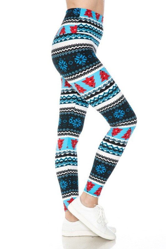 The Christmas Leggings: Soft Stretchy Holiday Print Tummy Control Leggings - MomQueenBoutique