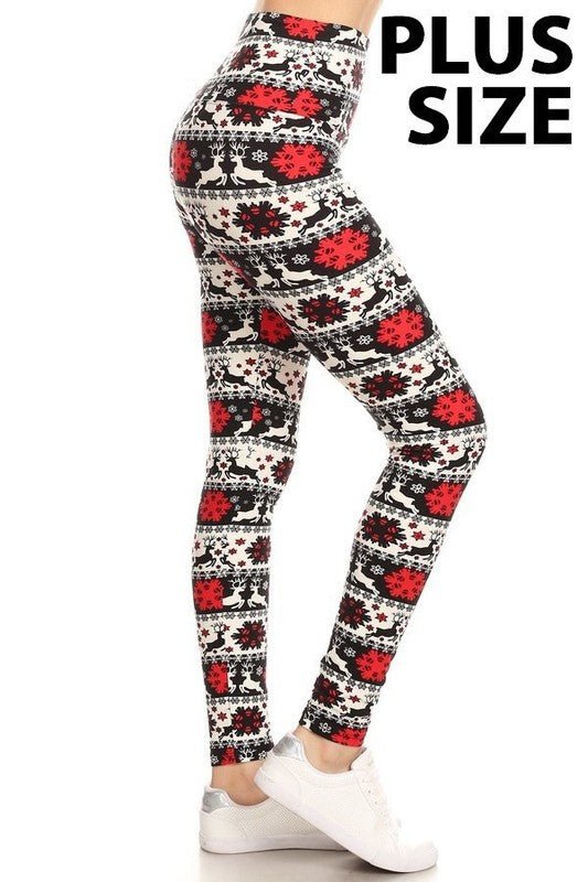 The Christmas Leggings: Soft Stretchy Holiday Print Tummy Control Leggings - MomQueenBoutique