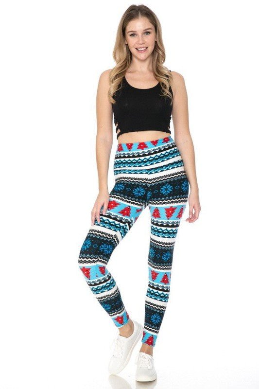 The Christmas Leggings: Soft Stretchy Holiday Print Tummy Control Leggings - MomQueenBoutique