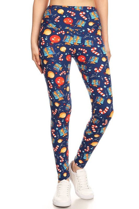 The Christmas Leggings: Soft Stretchy Holiday Print Tummy Control Leggings - MomQueenBoutique