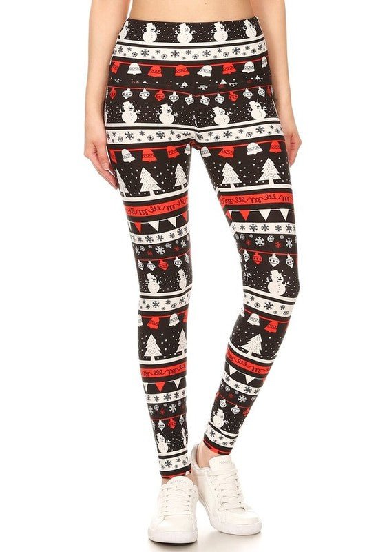 The Christmas Leggings: Soft Stretchy Holiday Print Tummy Control Leggings - MomQueenBoutique