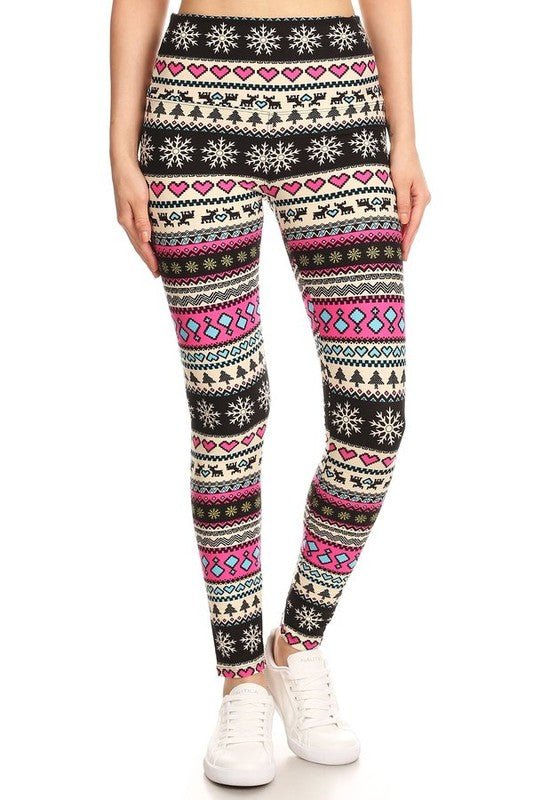 The Christmas Leggings: Soft Stretchy Holiday Print Tummy Control Leggings - MomQueenBoutique