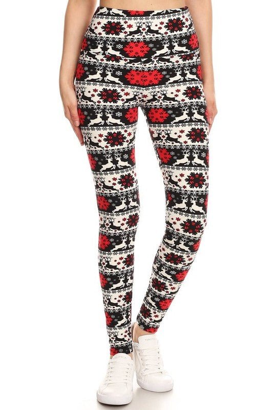 The Christmas Leggings: Soft Stretchy Holiday Print Tummy Control Leggings - MomQueenBoutique