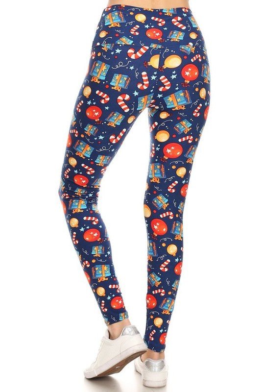 The Christmas Leggings: Soft Stretchy Holiday Print Tummy Control Leggings - MomQueenBoutique