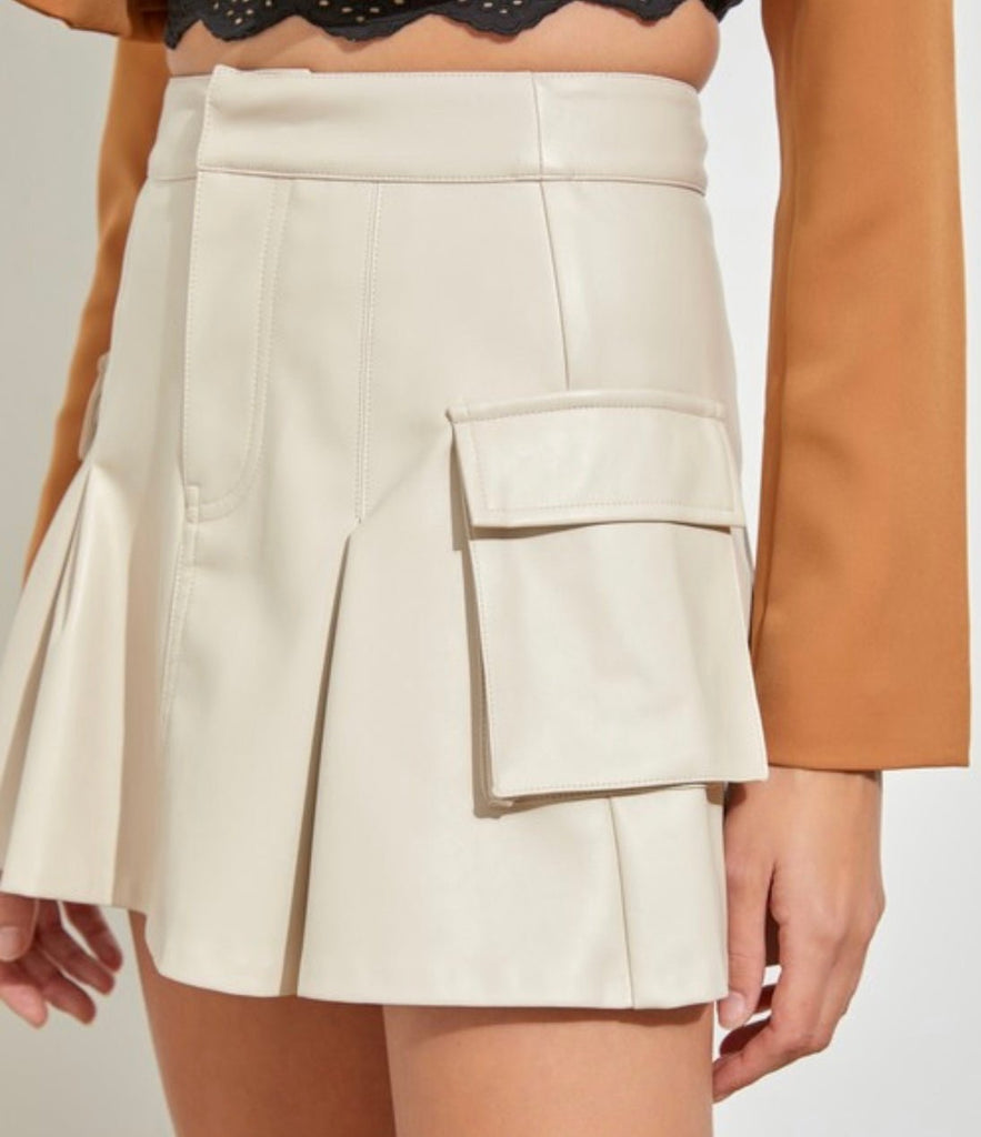 The Christy Skirt: Pleather Cargo Mini Skirts - MomQueenBoutique