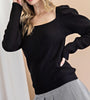 The Claire Sweater: Puff Sleeve Back Tie Sweater - MomQueenBoutique