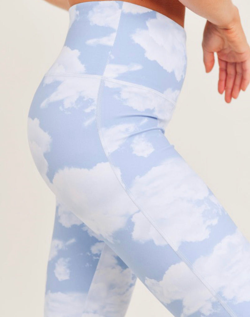 Indonesian Cloud Leggings, Aqua-blue & White Asian Cloud Print, Soft High  Waist UPF Stretch Pants, Yoga Dance Gym SUP Fitness Athleisure -  Sweden