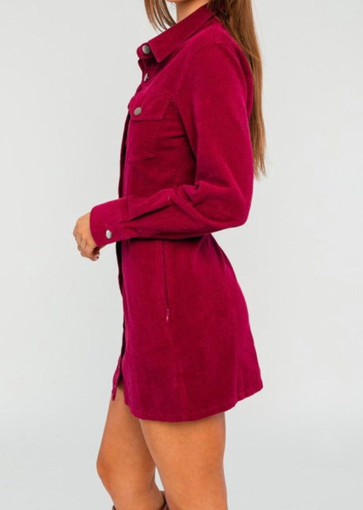 The Connie Dress: Long Sleeve Corduroy Dress - MomQueenBoutique