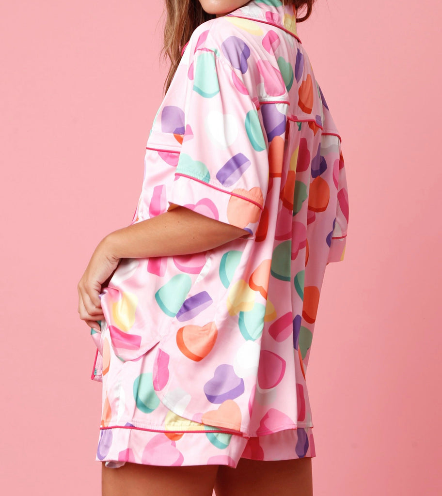 The Conversation Heart Jammies: Pink Valentine Pajamas - MomQueenBoutique