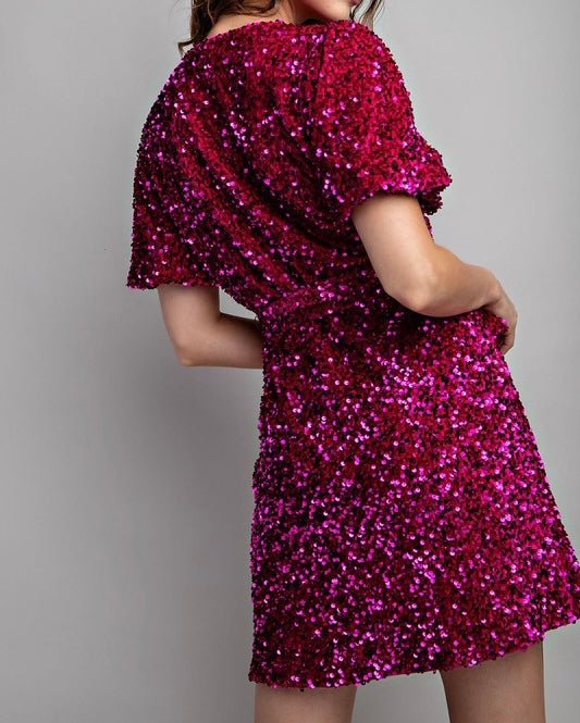 The Crystal Dress: Sequin Wrap Dress - MomQueenBoutique