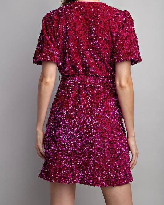 The Crystal Dress: Sequin Wrap Dress - MomQueenBoutique