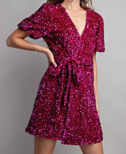 The Crystal Dress: Sequin Wrap Dress - MomQueenBoutique