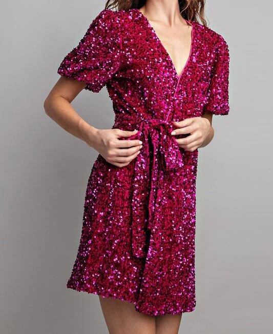 The Crystal Dress: Sequin Wrap Dress - MomQueenBoutique