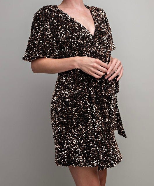 The Crystal Dress: Sequin Wrap Dress - MomQueenBoutique
