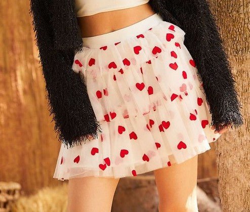 The Cupid Skirt: Mesh Heart Layered Skirt - MomQueenBoutique