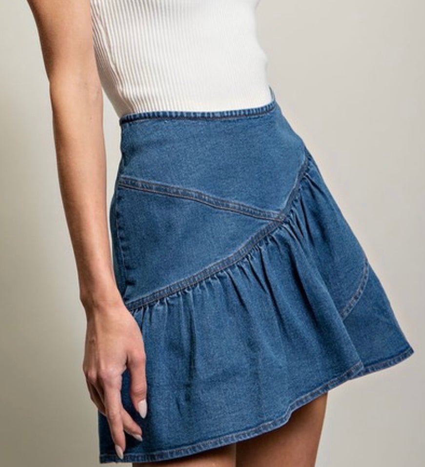 The Danielle Skirt Ruffled Denim Mini Skirt - MomQueenBoutique