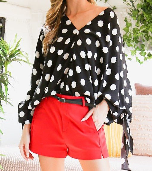 The Darla Blouse: Polka Dot Tie Detail Blouse - MomQueenBoutique