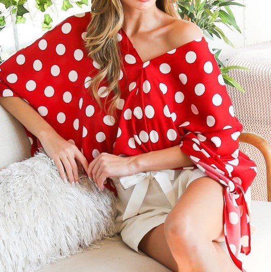 The Darla Blouse: Polka Dot Tie Detail Blouse - MomQueenBoutique