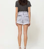 The Diana Shorts: Grey High Rise Distressed Raw Waistband Denim Shorts - MomQueenBoutique