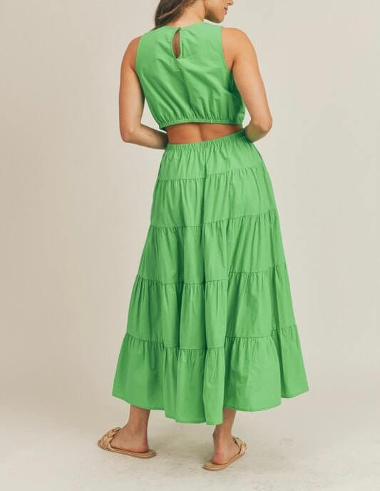 The Dixie Dress: Sleeveless Elastic Waist Side Cut Out Maxi Dress - MomQueenBoutique