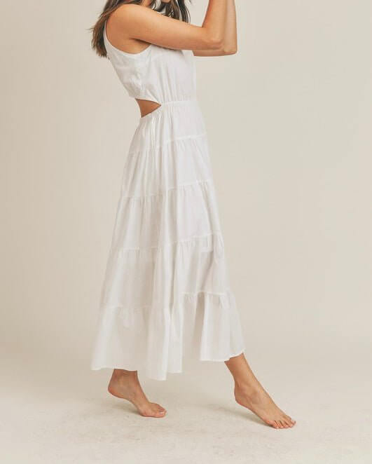 The Dixie Dress: Sleeveless Elastic Waist Side Cut Out Maxi Dress - MomQueenBoutique