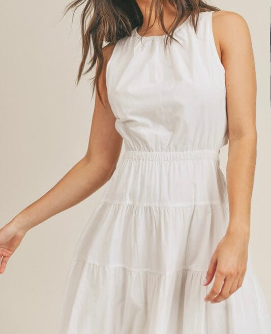 The Dixie Dress: Sleeveless Elastic Waist Side Cut Out Maxi Dress - MomQueenBoutique