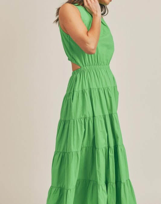 The Dixie Dress: Sleeveless Elastic Waist Side Cut Out Maxi Dress - MomQueenBoutique