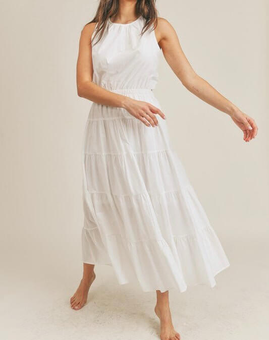 The Dixie Dress: Sleeveless Elastic Waist Side Cut Out Maxi Dress - MomQueenBoutique