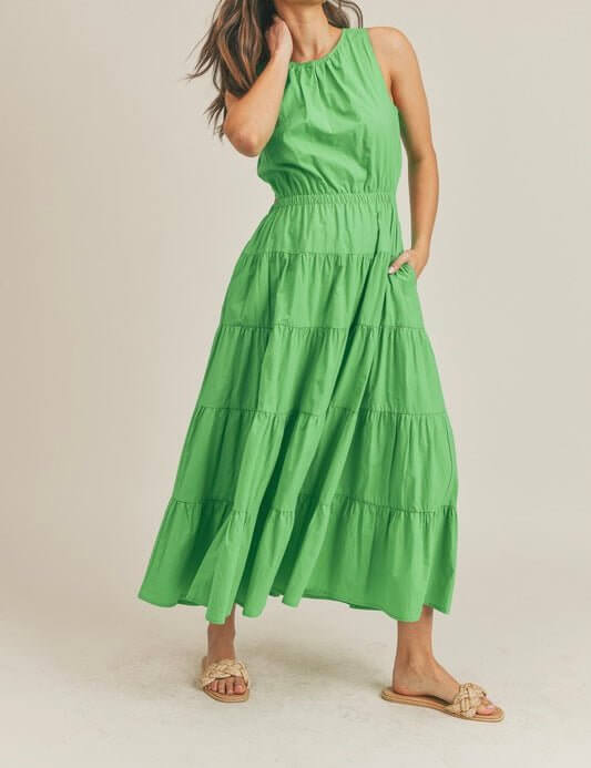 The Dixie Dress: Sleeveless Elastic Waist Side Cut Out Maxi Dress - MomQueenBoutique