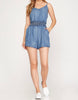 The Donna Romper: Sleeveless Chambray Romper - MomQueenBoutique