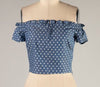 The Ella Top: Polka Dot Off The Shoulder Denim Top - MomQueenBoutique