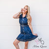 The Elly May Dress: Sleeveless Button Down Blue Jean Dress - MomQueenBoutique