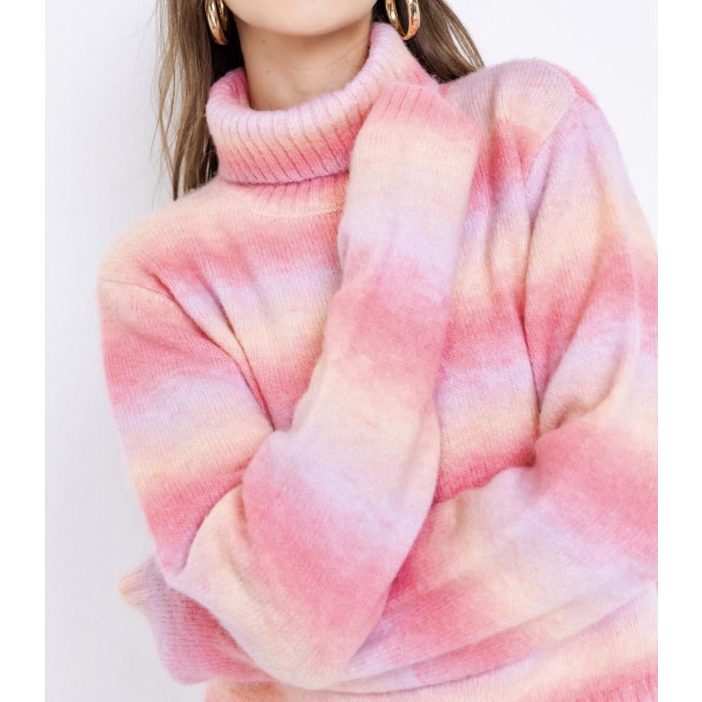 The Erica Sweater: Multi Color Turtle Neck Crop Sweater - MomQueenBoutique