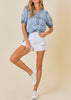 The Erin Top: Tencil Washed Denim Short Sleeve Top - MomQueenBoutique