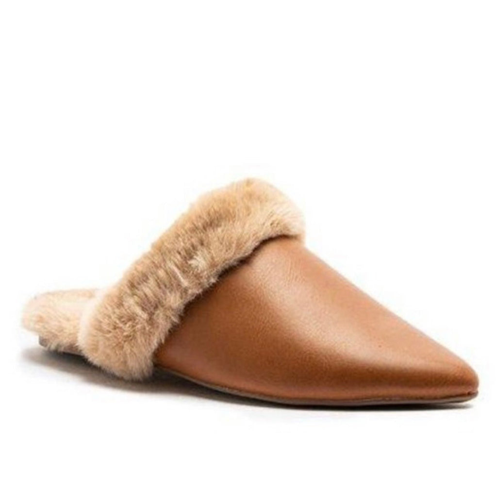 The Eskimo Flates: Pleather Fur Lined Mules - MomQueenBoutique