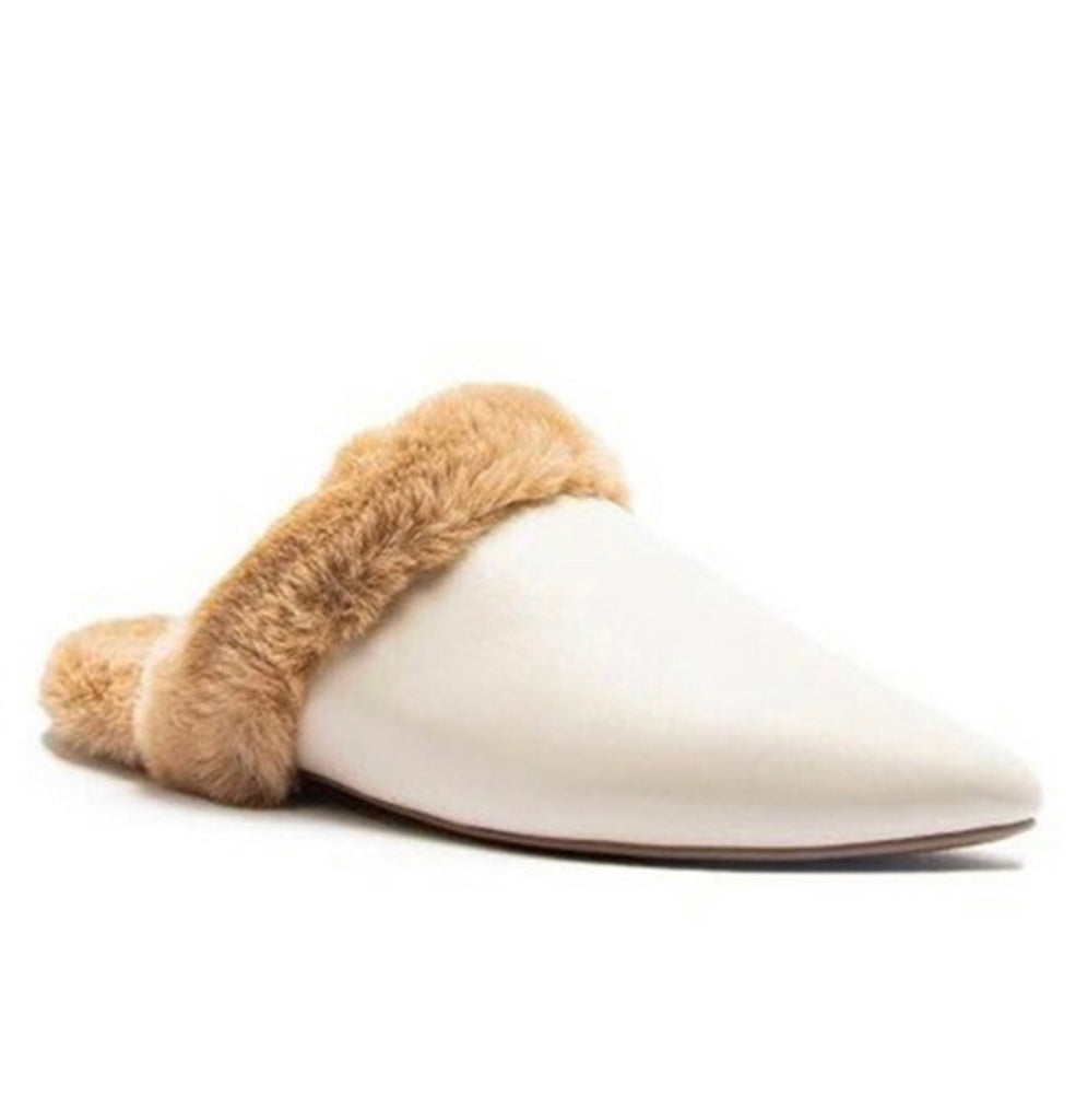 The Eskimo Flates: Pleather Fur Lined Mules - MomQueenBoutique