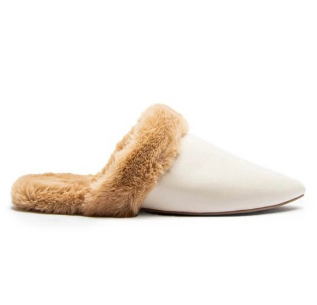 The Eskimo Flates: Pleather Fur Lined Mules - MomQueenBoutique