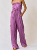 The Evelyn Jumpsuit: Purple Silky Strapless Jumpsuit - MomQueenBoutique