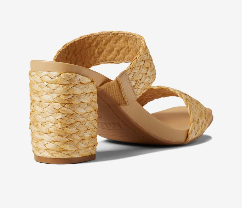 The Felecity Sandals: Wide Strap Slip On Straw Heeled Sandal - MomQueenBoutique