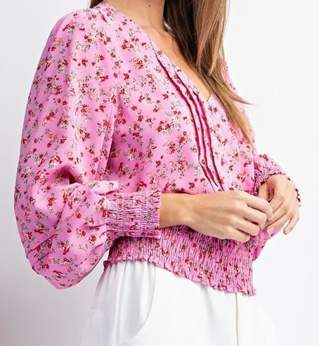The Finley Blouse: Pink Floral Blouse - MomQueenBoutique