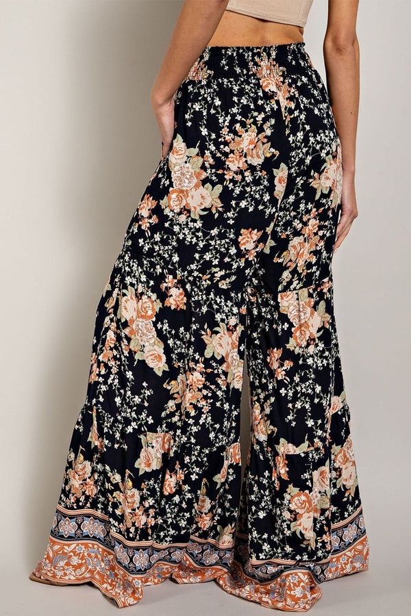 The Flora Pants: Floral Printed Wide Leg Pants - MomQueenBoutique