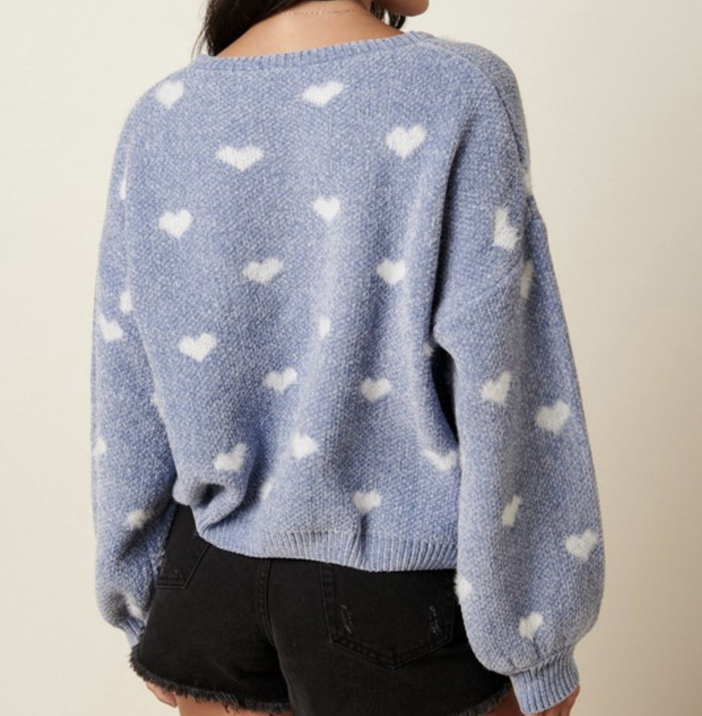 The Georgia Sweater: Chinchilla Heart Sweater - MomQueenBoutique